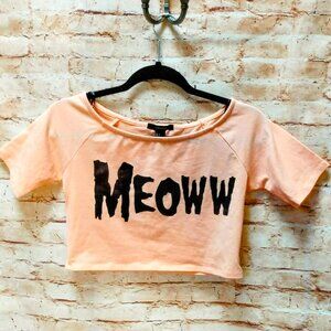 NWT Forever 21 Peach Crop Top w/Printed Logo Size L